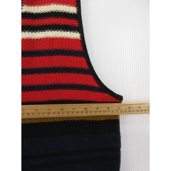 VINTAGE Structure Vest Large Red Southwestern 90s Waistcoat Sweater - Picture 4 of 8